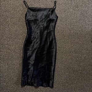 Elegant Black XS Sleeveless Silk Dress